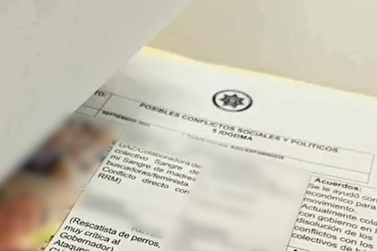 “Blacklist” of journalists and activists bearing official letterhead reported in Zacatecas.